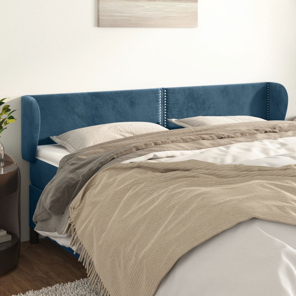 foto del prodotto testiera ad orecchio blu scuro 163x23x78 88 cm in velluto