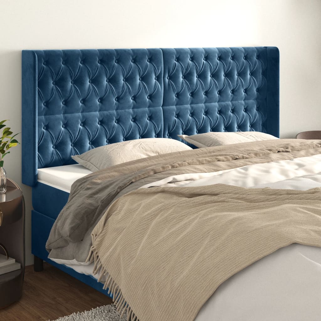 foto del prodotto testiera ad orecchio blu scuro 183x16x118 128 cm in vellutocod mxl 73757