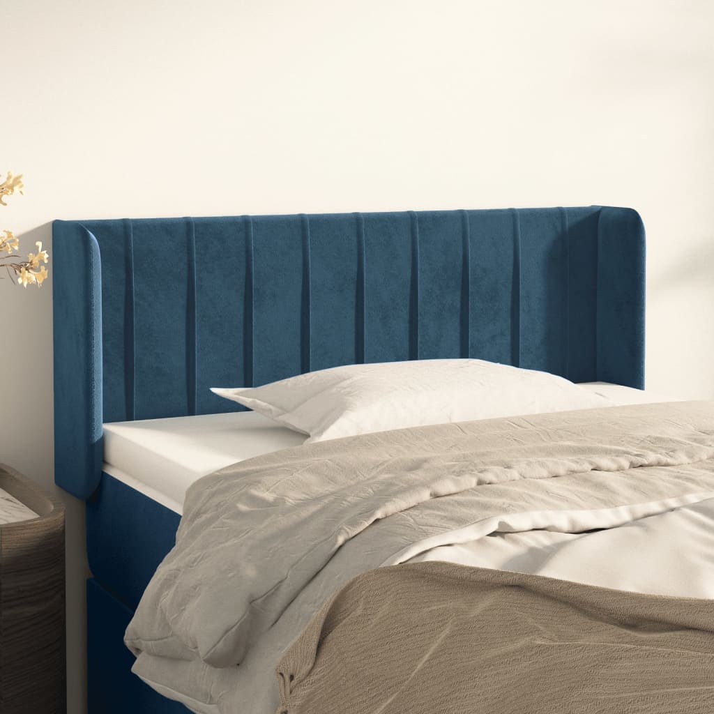 foto del prodotto testiera ad orecchio blu scuro 83x16x78 88 cm in velluto cod mxl 52814
