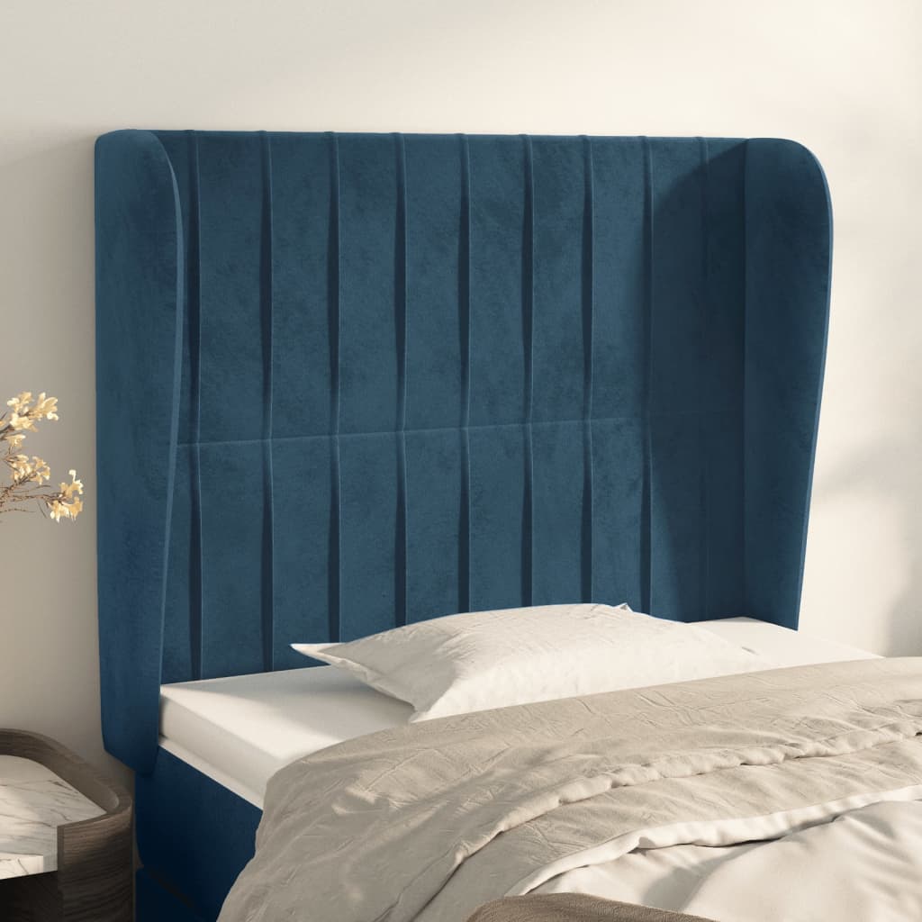 foto del prodotto testiera ad orecchio blu scuro 93x23x118 128 cm in vellutocod mxl 97685
