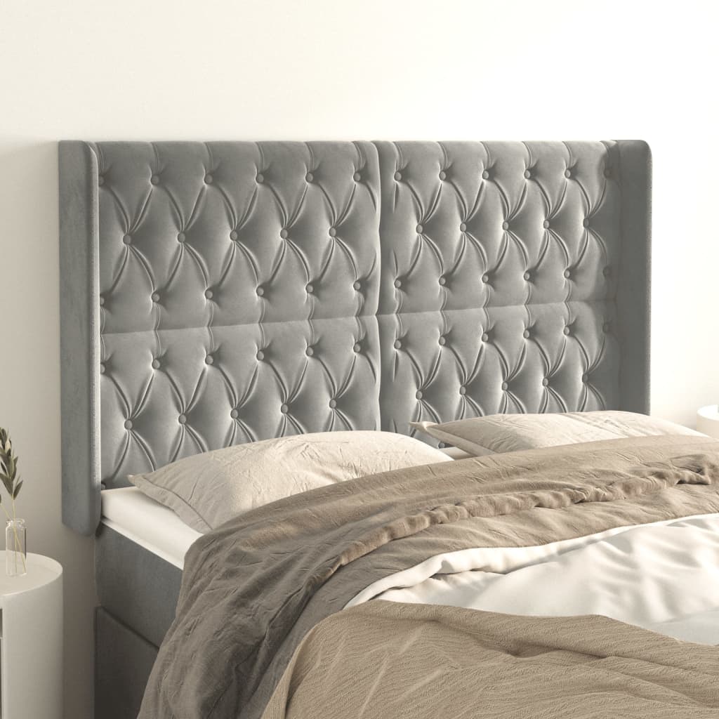 foto del prodotto testiera ad orecchio grigio chiaro 147x16x118 128 cm in velluto cod mxl 50647