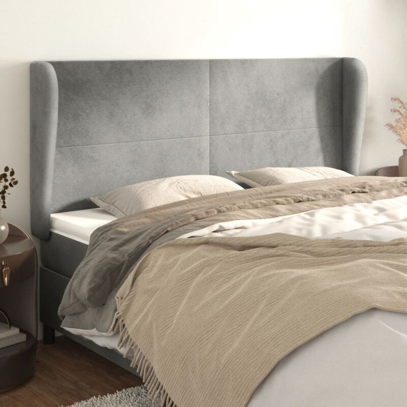 foto del prodotto testiera ad orecchio grigio chiaro 203x23x118 128 cm in velluto vidaxl