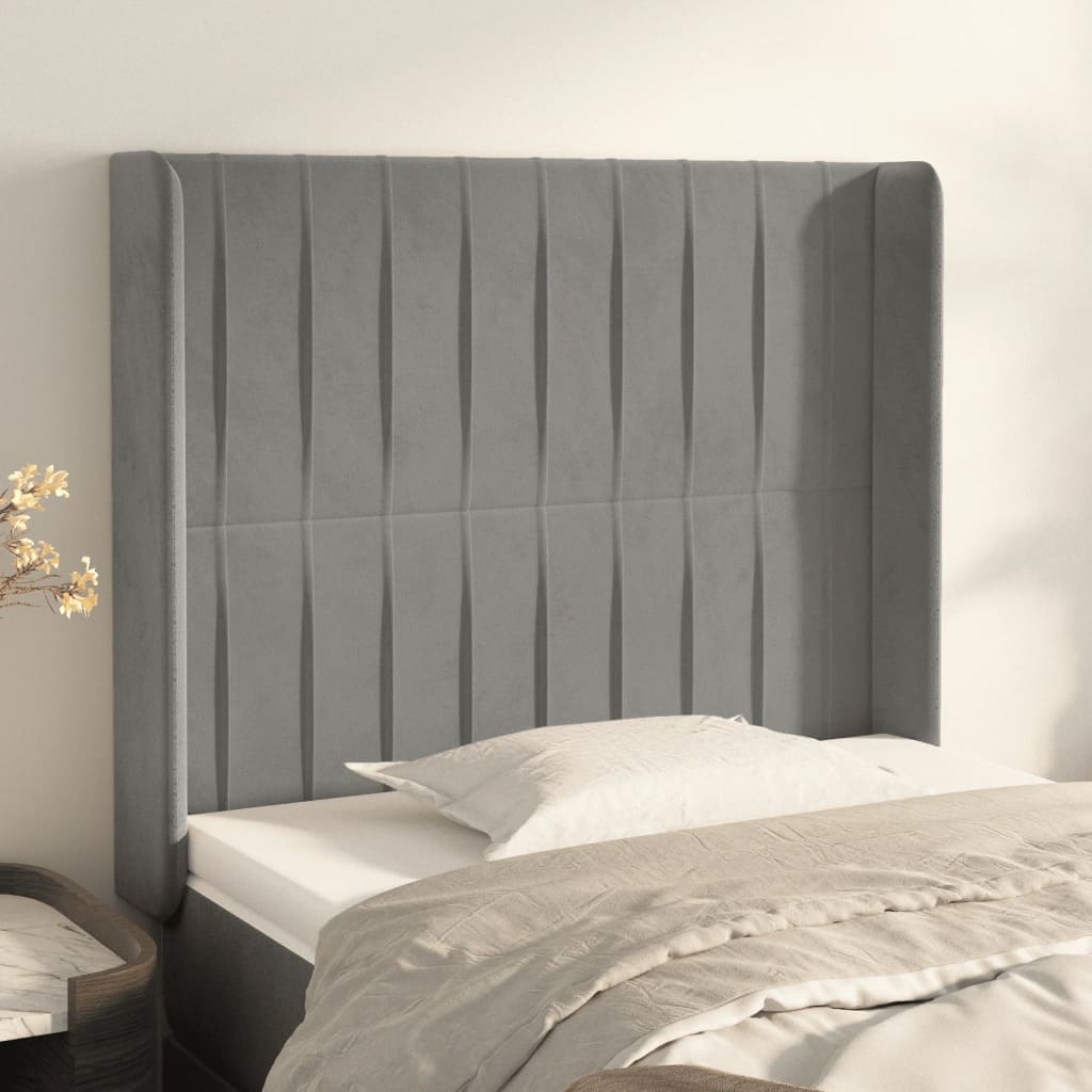 foto del prodotto testiera ad orecchio grigio chiaro 83x16x118 128 cm in velluto cod mxl 50084