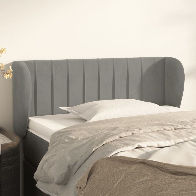 foto del prodotto testiera ad orecchio grigio chiaro 83x23x78 88 cm in velluto cod mxl 47073