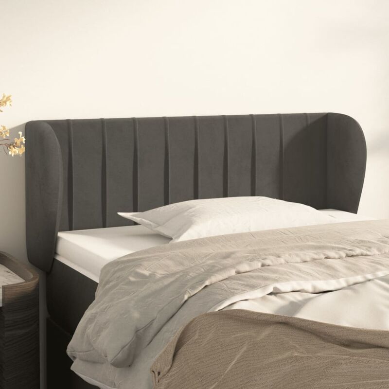 foto del prodotto testiera ad orecchio grigio scuro 103x23x78 88 cm in velluto