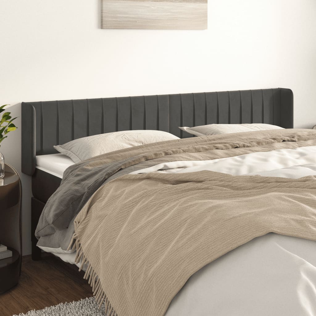 foto del prodotto testiera ad orecchio grigio scuro 183x16x78 88 cm in velluto cod mxl 49692