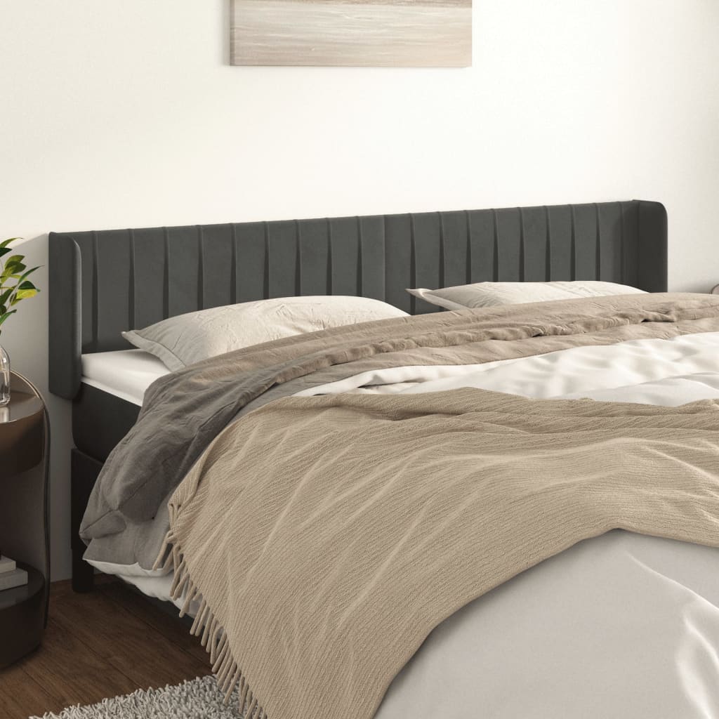 foto del prodotto testiera ad orecchio grigio scuro 203x16x78 88 cm in velluto cod mxl 47255