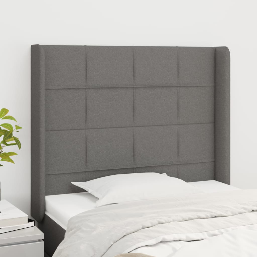 foto del prodotto testiera ad orecchio grigio scuro 83x16x118 128 cm in tessuto