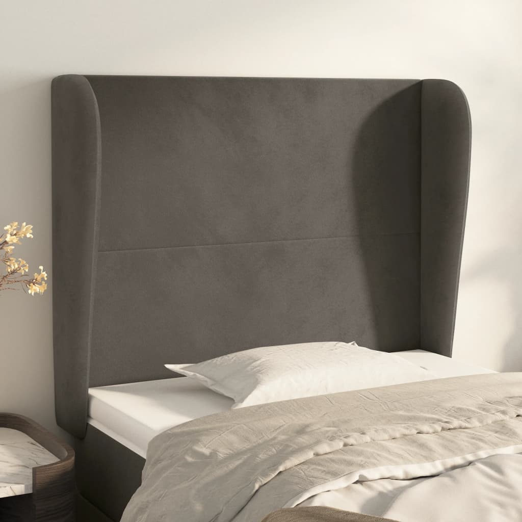 foto del prodotto testiera ad orecchio grigio scuro 83x23x118 128 cm in velluto cod mxl 46608
