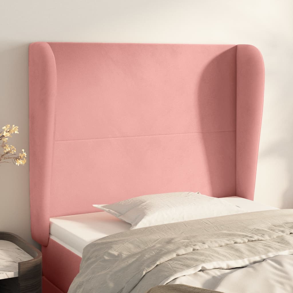 foto del prodotto testiera ad orecchio rosa 103x23x118/128 cm in velluto