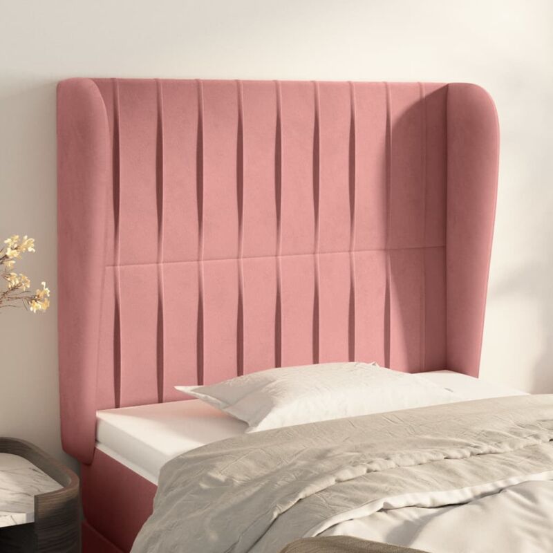 foto del prodotto testiera ad orecchio rosa 93x23x118 128 cm in velluto