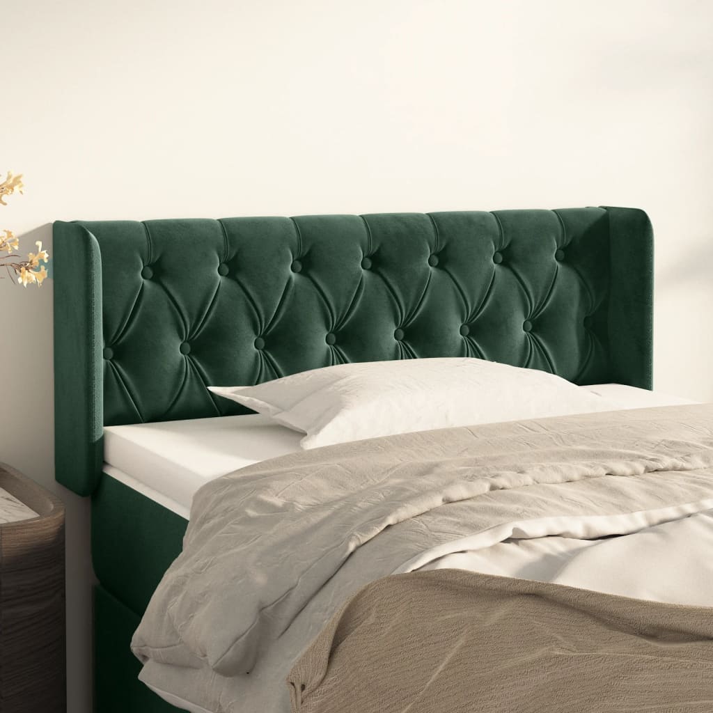 foto del prodotto testiera ad orecchio verde scuro 103x16x78 88 cm in velluto cod mxl 52558