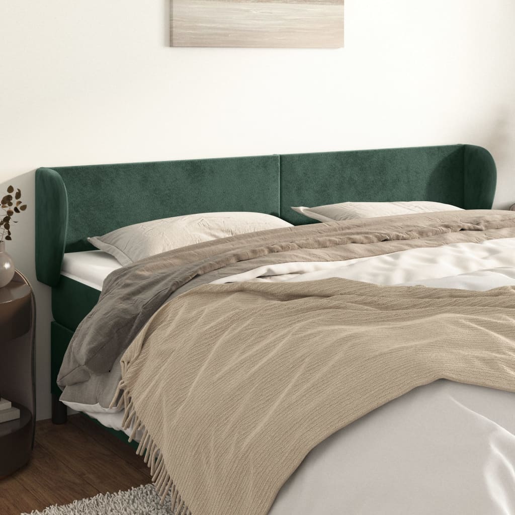 foto del prodotto testiera ad orecchio verde scuro 203x23x78 88 cm in velluto vidaxl