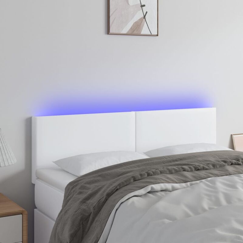 foto del prodotto testiera bianca a led 144x5x78 88 cm in similpelle vidaxl