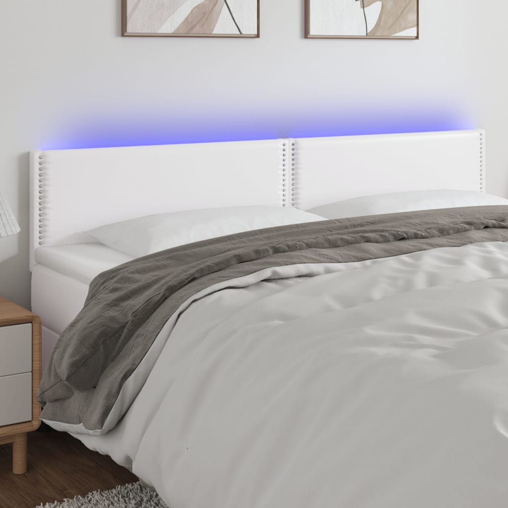 foto del prodotto testiera bianca a led 180x5x78 88 cm in similpelle cod mxl 50514
