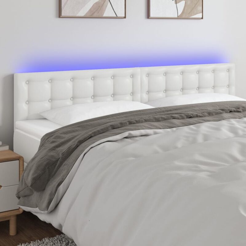 foto del prodotto testiera bianca a led 200x5x78 88 cm in similpelle