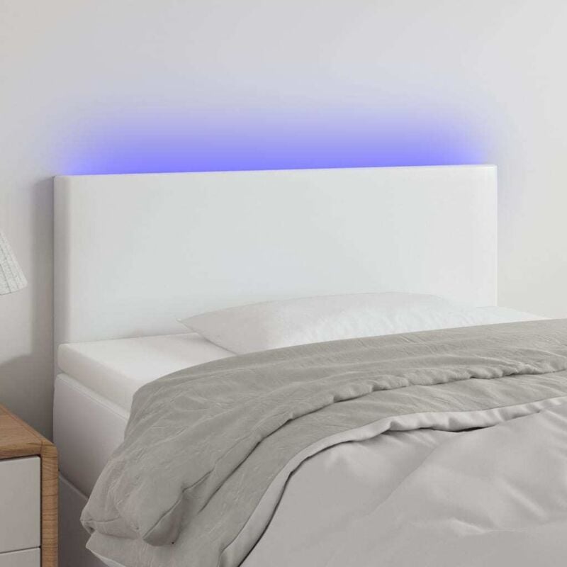 foto del prodotto testiera bianca a led 90x5x78 88 cm in similpelle vidaxl