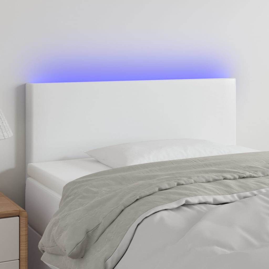 foto del prodotto testiera bianco a led 100x5x78 88 cm in similpelle