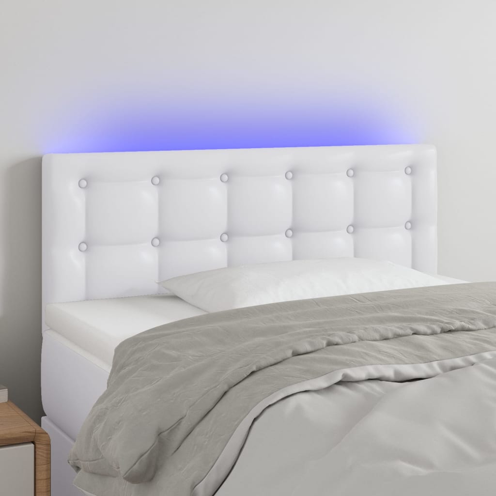 foto del prodotto testiera bianco a led 100x5x78 88 cm in similpelle cod mxl 51520