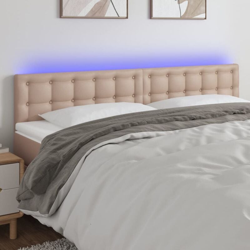 foto del prodotto testiera cappuccino a led 180x5x78 88 cm in similpelle