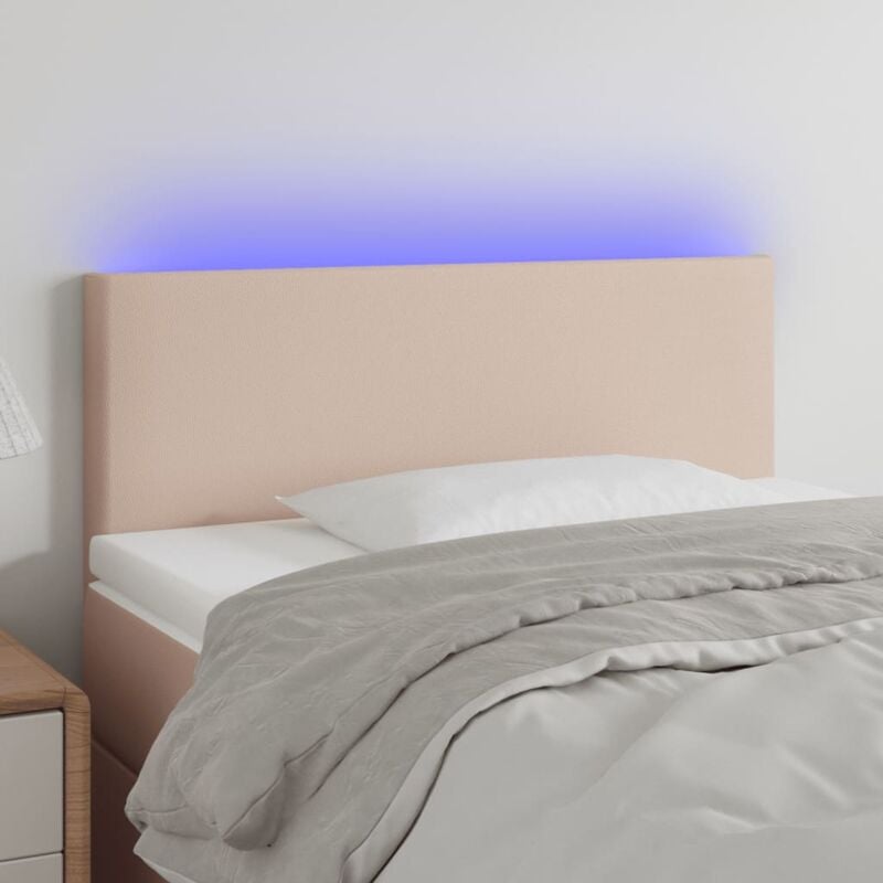 foto del prodotto testiera cappuccino a led 90x5x78 88 cm in similpelle