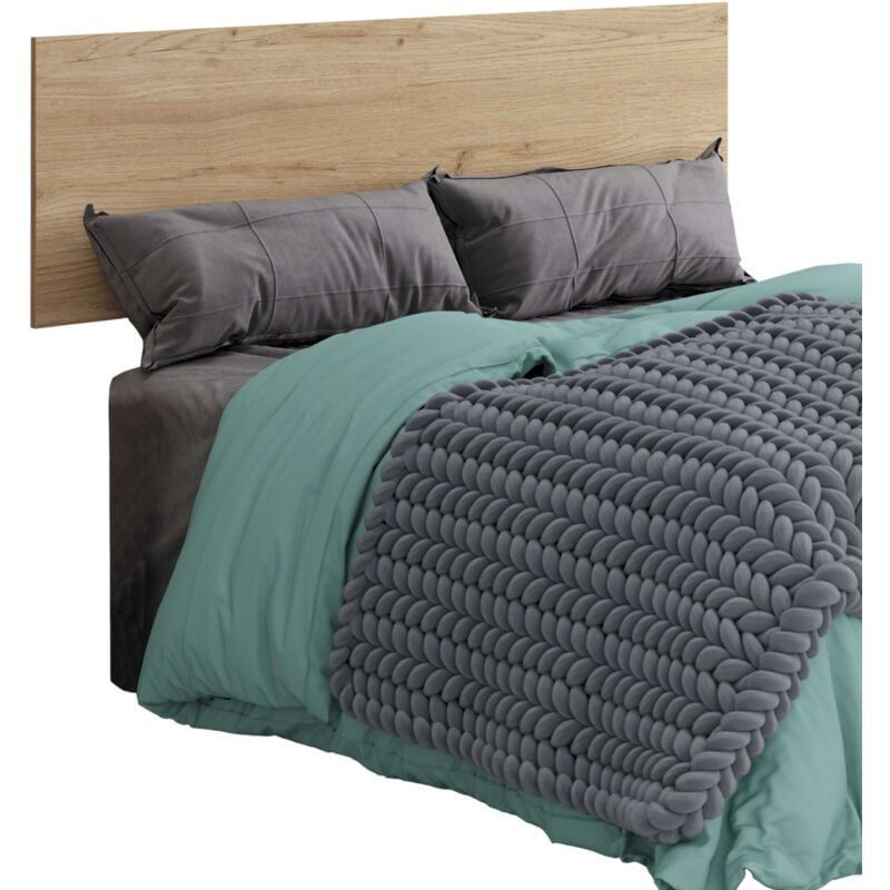 foto del prodotto testiera clim in melamina design semplice in colore rovere dorato per letti da 150 o 135 cm