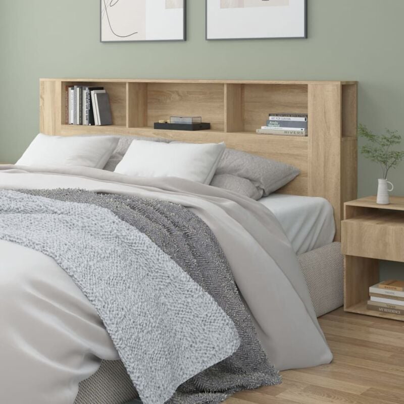 foto del prodotto testiera con 3 scomparti contenitori design elegante 200x19x105cm vari colori colore marrone