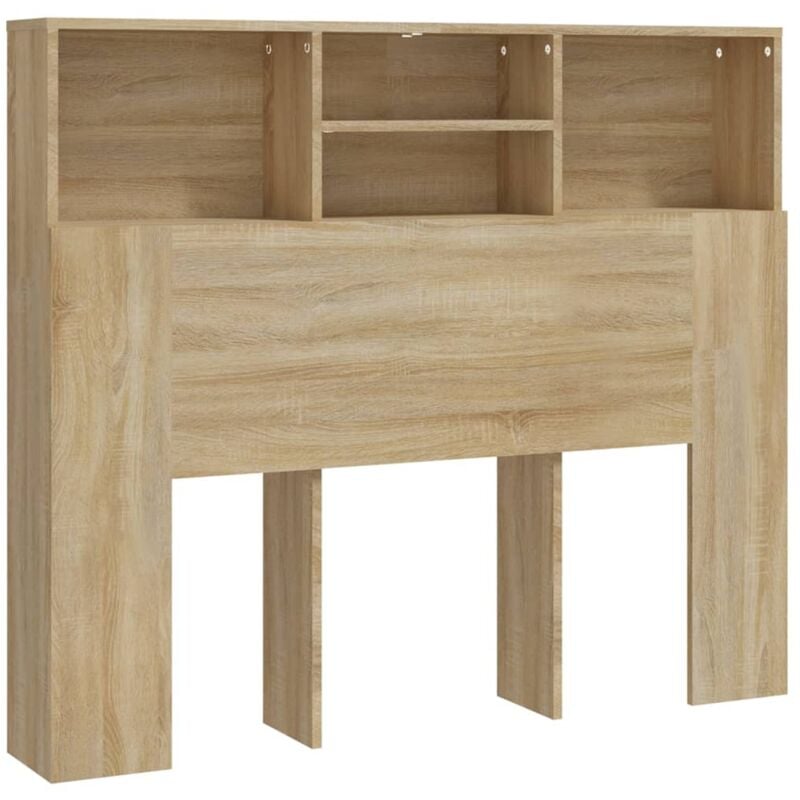 foto del prodotto testiera con accessorio letto contenitore mensola comodino 120 x 19 x 103,5 cm mdf color rovere tdl0200051