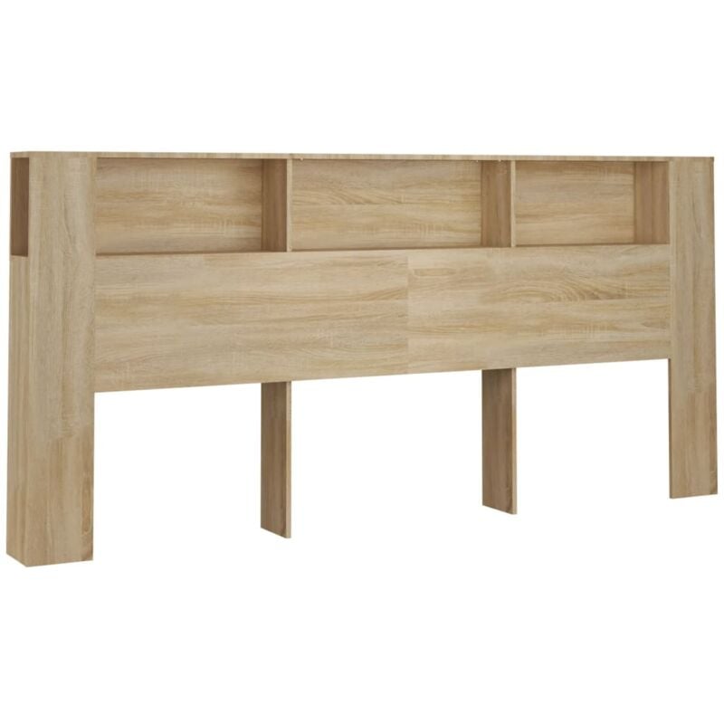 foto del prodotto testiera con accessorio letto contenitore mensola comodino 220 x 18,5 x 104,5 cm mdf color rovere tdl0200043