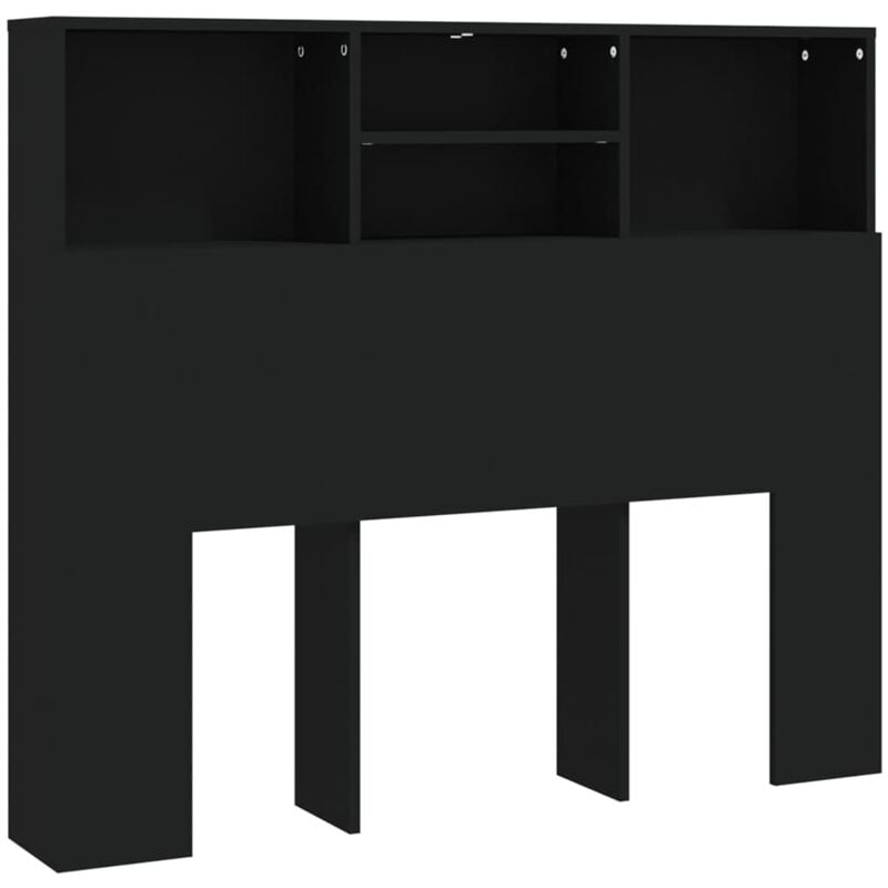 foto del prodotto testiera con accessorio letto contenitore ripiano comodino 120 x 19 x 103,5 cm mdf nero tdl0200025