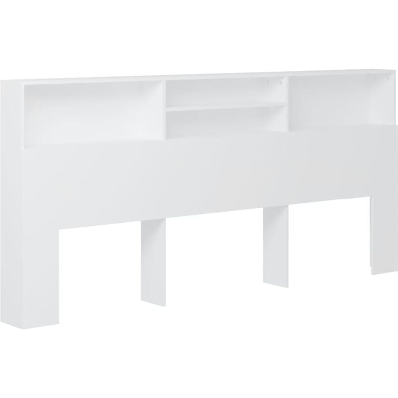 foto del prodotto testiera con accessorio letto contenitore ripiano comodino 220 x 19 x 103,5 cm mdf bianco tdl0200099