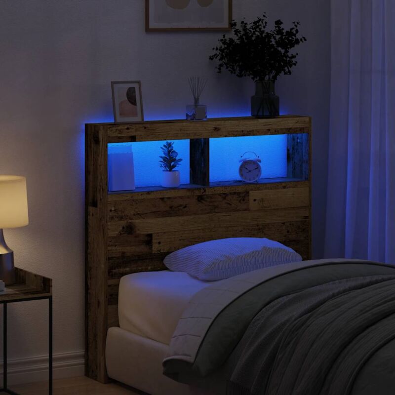 foto del prodotto testiera con contenitore a led legno antico 100x17x102 cm vidaxl