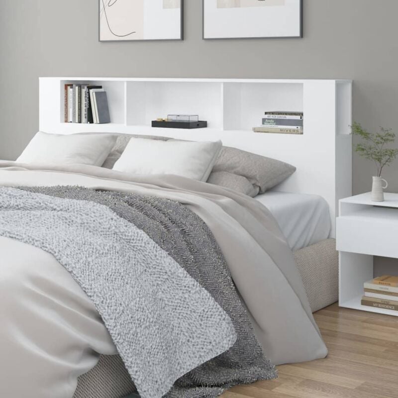 foto del prodotto testiera con contenitore bianco 200x18,5x104,5 cm vidaxl 846280