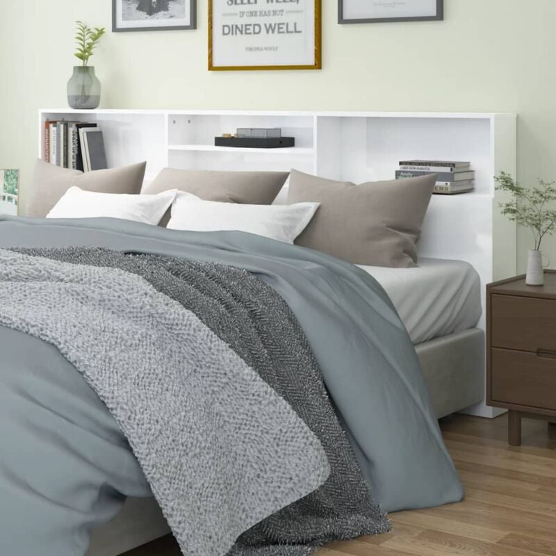 foto del prodotto testiera con contenitore bianco lucido 220x19x103,5 cm vidaxl 163690