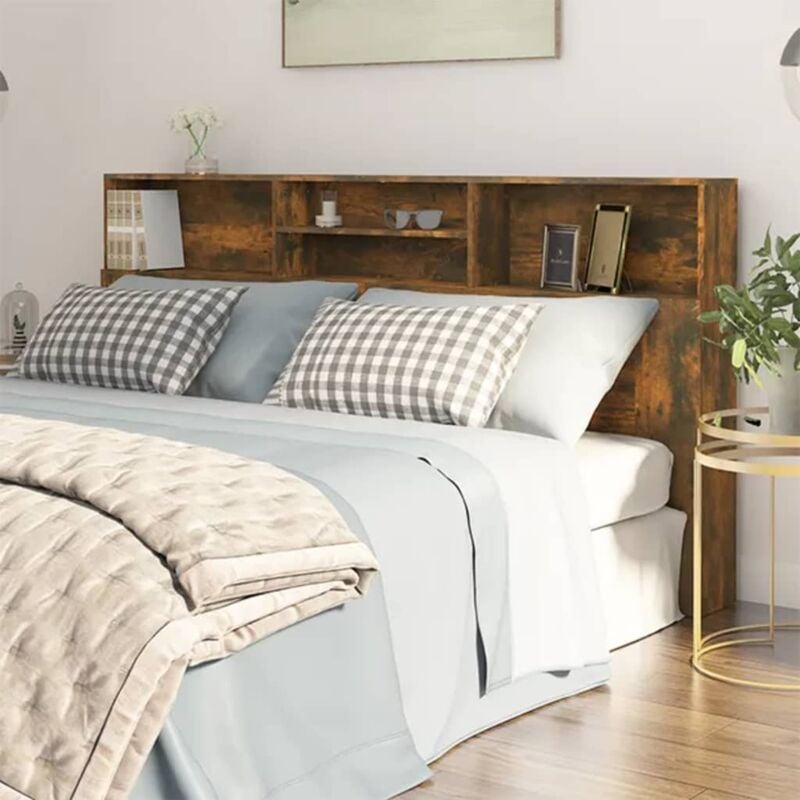 foto del prodotto testiera con contenitore rovere fumo 200x19x103,5 cm vidaxl