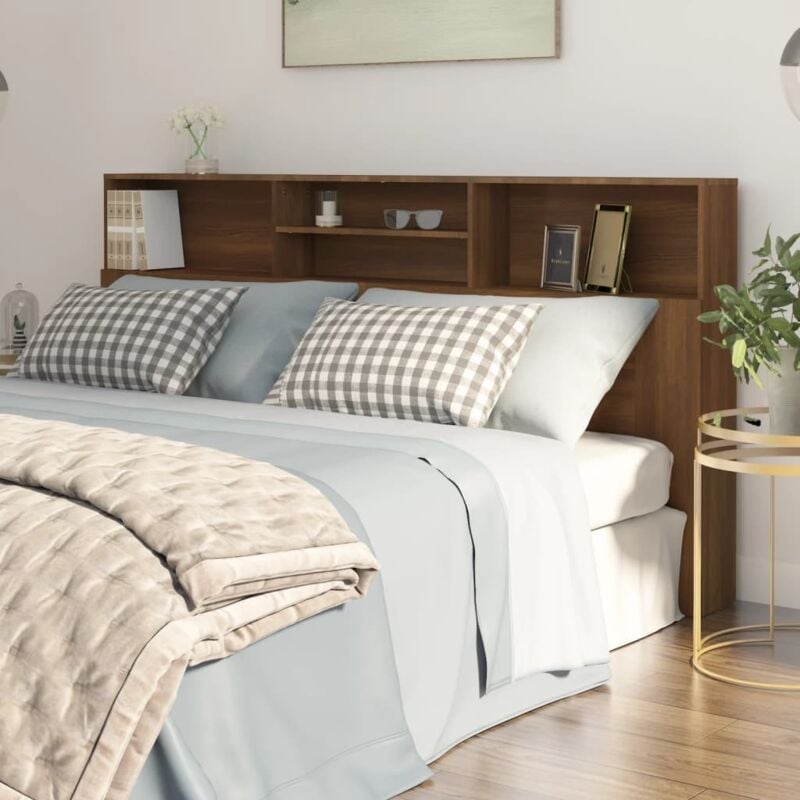 foto del prodotto testiera con contenitore rovere marrone 200x19x103,5 cm