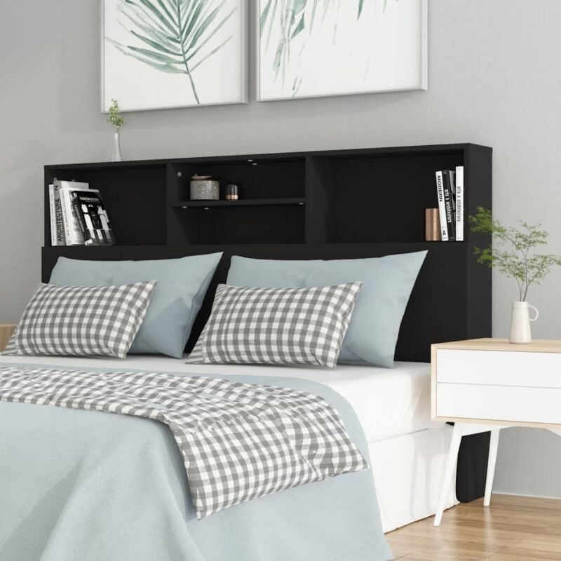 foto del prodotto testiera con contenitore,testiera per letto, testiera per letto nero 160x19x103,5 cm vxn432827 bonnevie