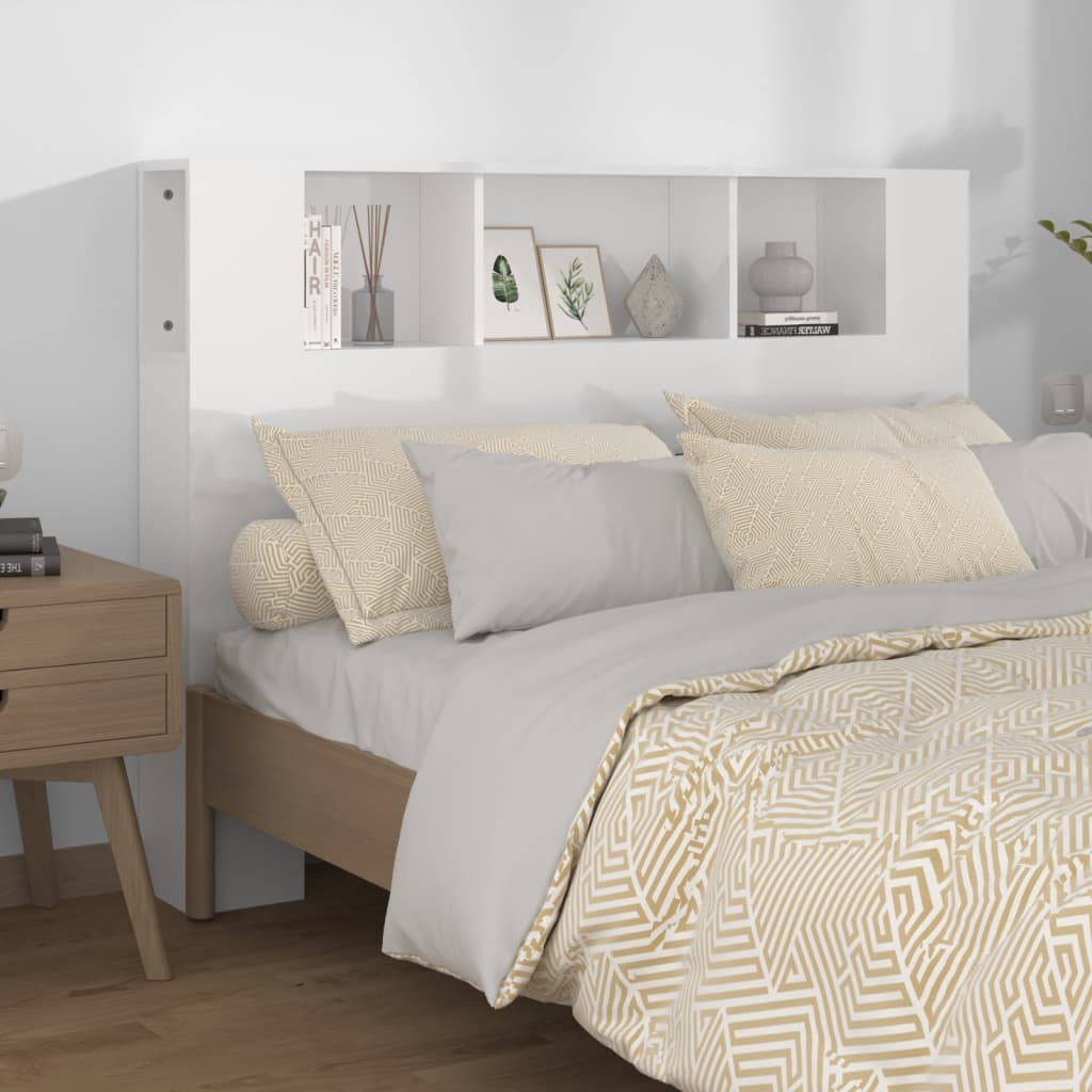 foto del prodotto testiera con scomparti bianco lucido 140x18,5x104,5 cm cod mxl 76394