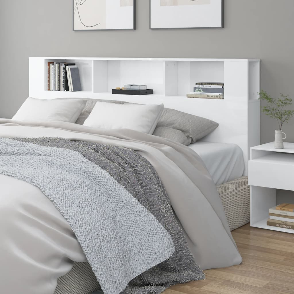 foto del prodotto testiera con scomparti bianco lucido 200x18,5x104,5 cm cod mxl 52883