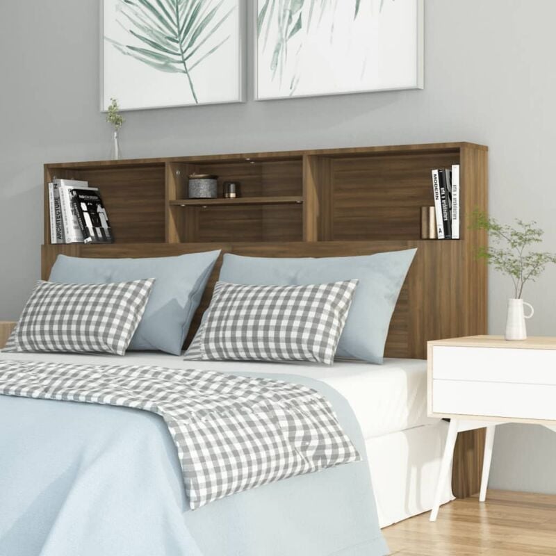 foto del prodotto testiera con scomparti elegant testate e armadi rovere marrone 160x19x103,5 cm bv565980 bonnevie