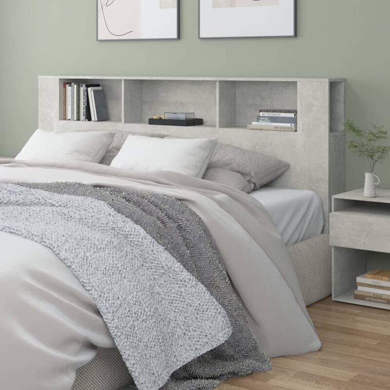 foto del prodotto testiera con scomparti grigio cemento 200x18,5x104,5cm cod mxl 52325