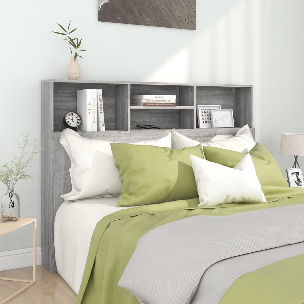 foto del prodotto testiera con scomparti grigio sonoma 140x19x103,5 cm cod mxl 66749