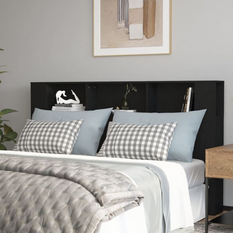 immagine 0 del prodotto testiera con scomparti nera 180x18,5x104,5 cm vidaxl