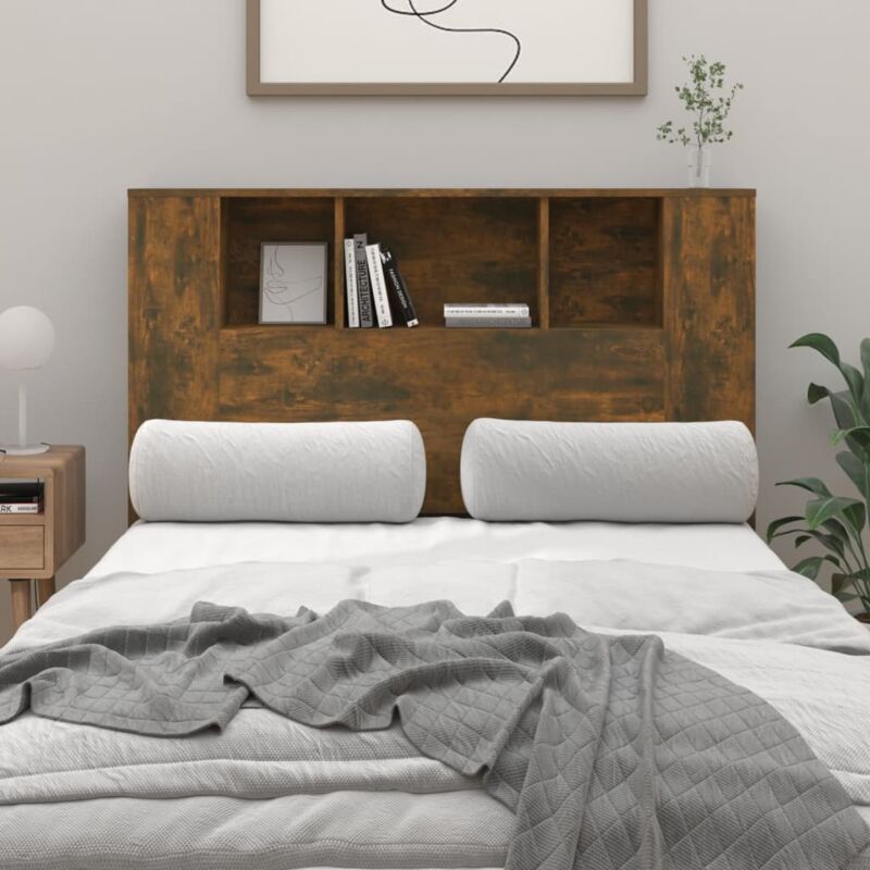 foto del prodotto testiera con scomparti rovere fumo 120x18,5x102,5 cm vidaxl