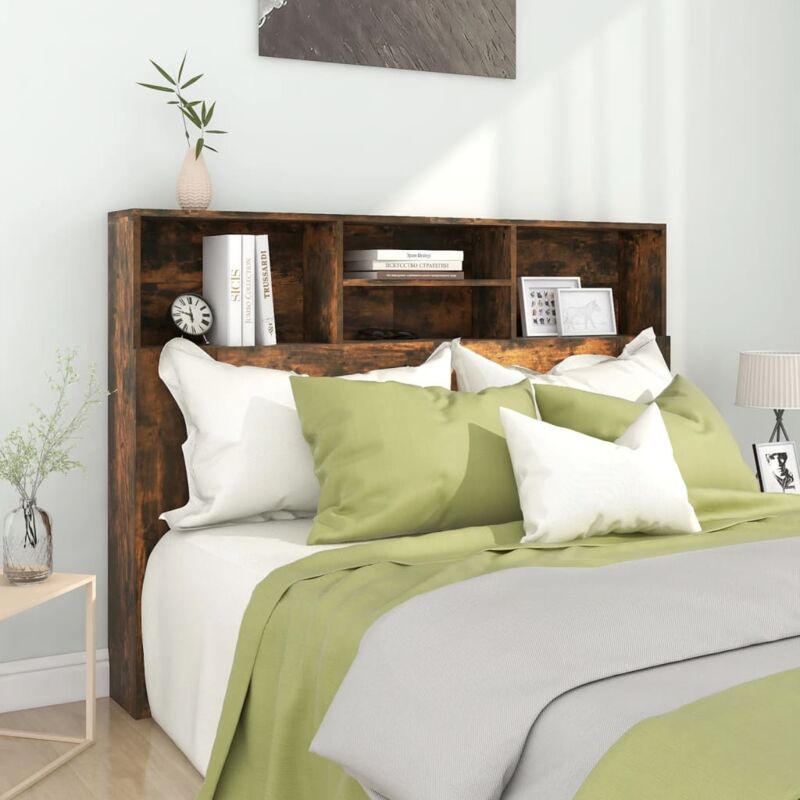 foto del prodotto testiera con scomparti rovere fumo 140x19x103,5 cm vidaxl