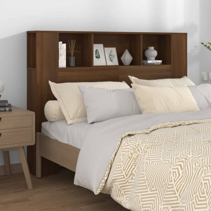 foto del prodotto testiera con scomparti rovere marrone 140x18,5x104,5 cm vidaxl