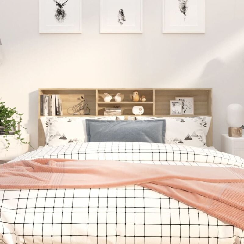foto del prodotto testiera con scomparti rovere sonoma 180x19x103,5 cm vidaxl