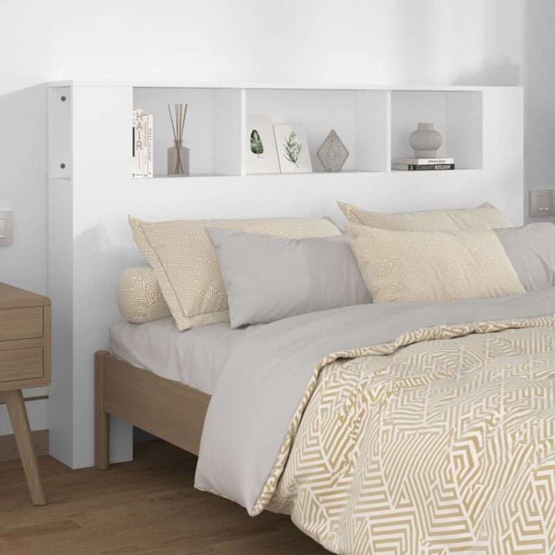 foto del prodotto testiera con scomparti,testata del letto,schienale del letto bianca 160x18,5x104,5 cm cnwi504240 bonnevie