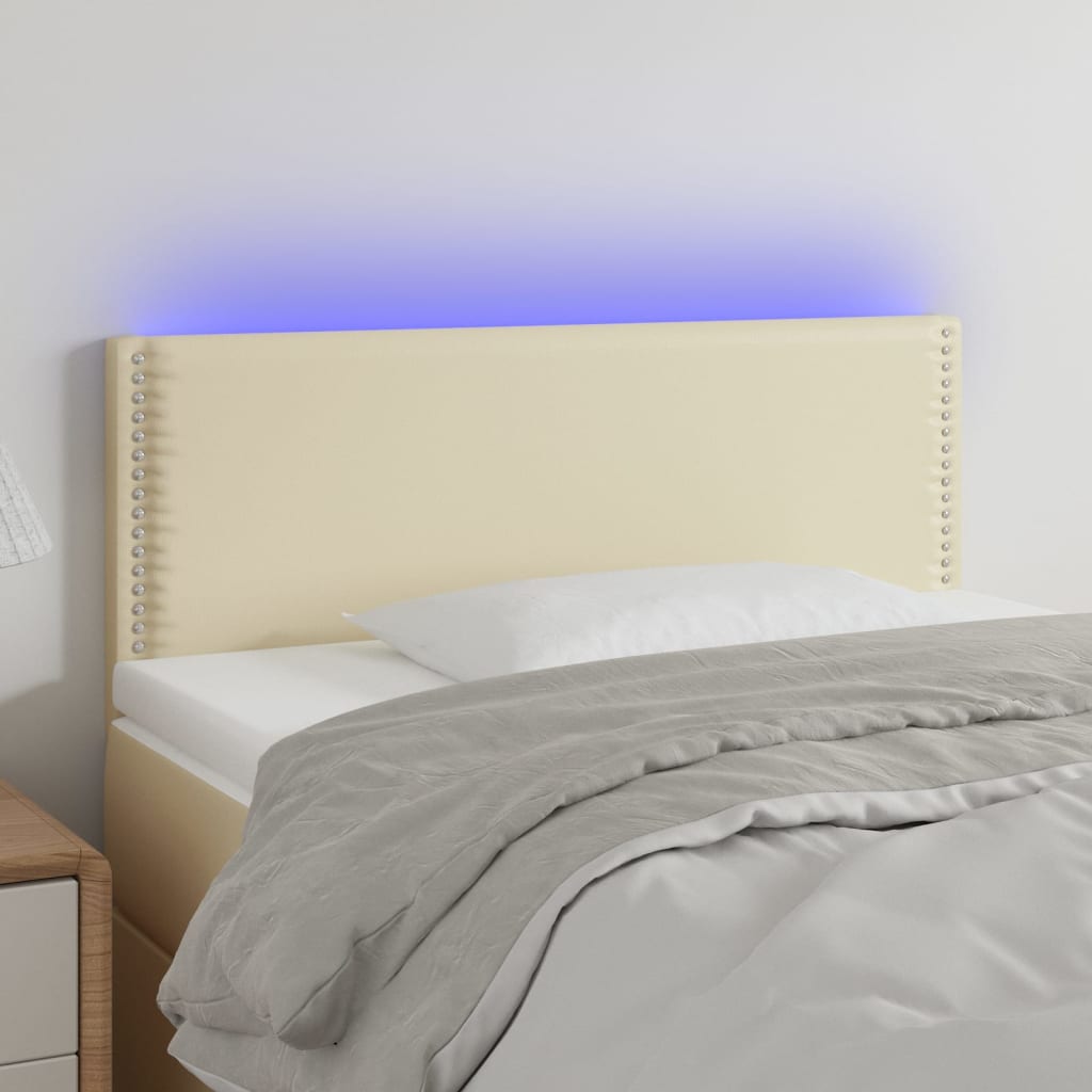 foto del prodotto testiera crema a led 100x5x78 88 cm in similpelle cod mxl 47624