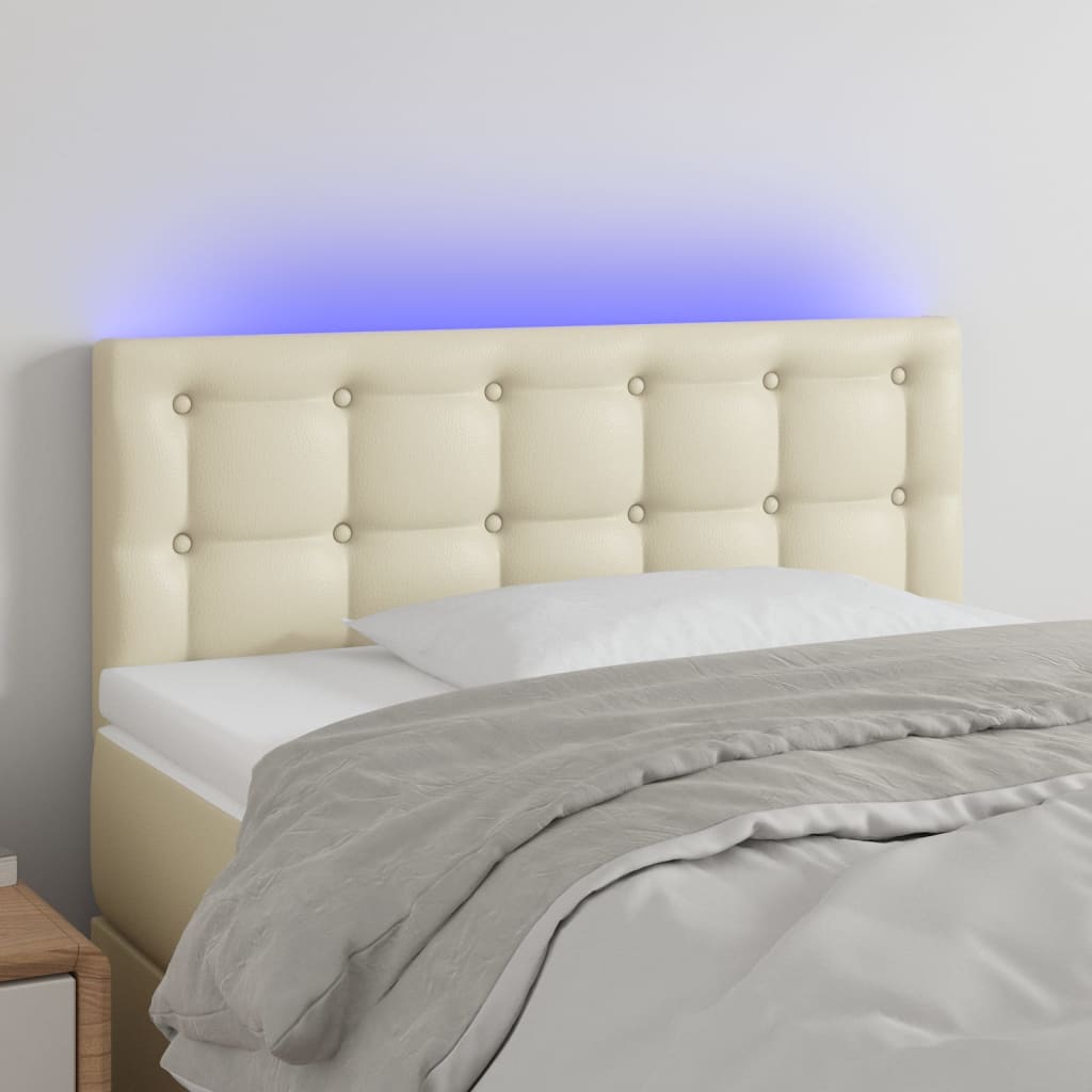 foto del prodotto testiera crema a led 100x5x78 88 cm in similpelle cod mxl 47968
